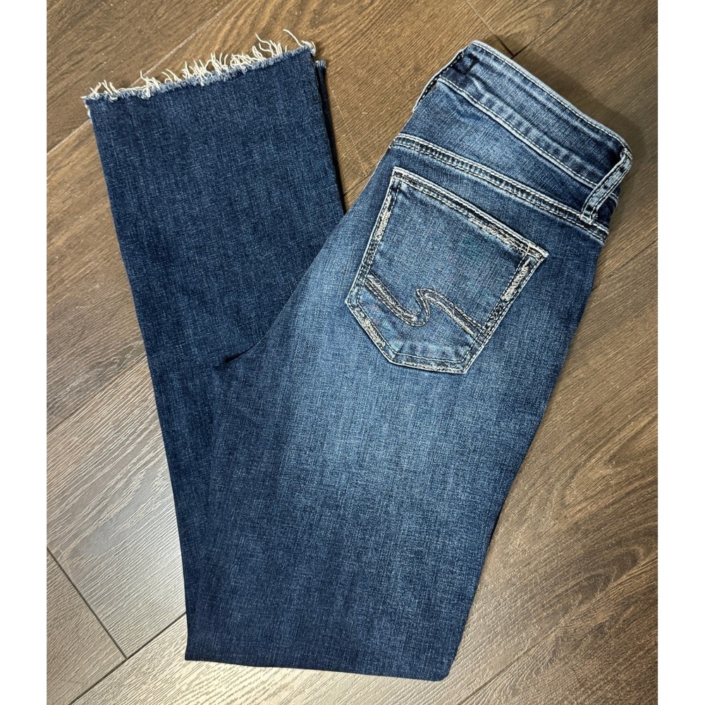 Silver Jeans Co Suki Slim Boot Dark Wash 29 Short Raw Cut Hem Western‎ Cowgirl